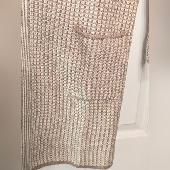 New Fortune & Ivy open front cable knit camel neutral long cardigan sweater sz L - Picture 8 of 8